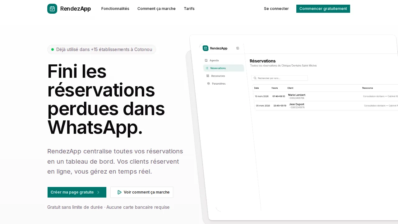 Aperçu de RendezApp